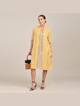 Saltpetre - Dakota Long Dress with Shirt Type Jacket - Yellow & Greige