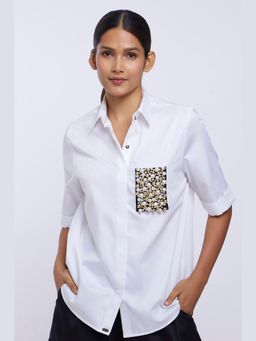 Pallavi Swadi - White Audrey Pearl Pocket Shirt