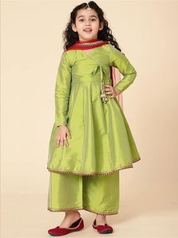 A.T.U.N. - Girls Green Kurta with Palazzo with Dupatta (Set of 3)