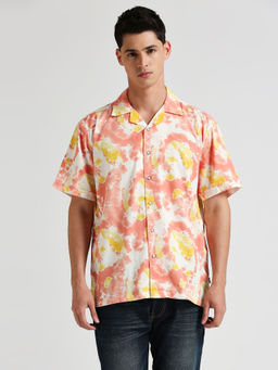 Pepe Jeans - Tie & Dye Print Relaxed Short Sleeve Shirt Orange