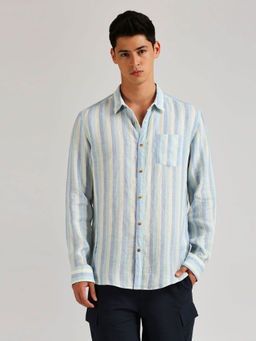 Pepe Jeans - Jesse Y/D Linen Stripe Shirt Blue