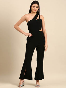 AAREIN - Women Black Solid Cut Out Jumpsuit