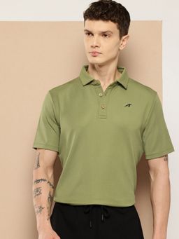 Alcis - Men Olive Green Solid Polo T-Shirt