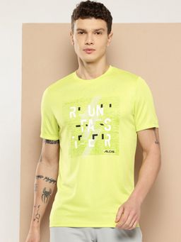 Alcis - Men Neon Green Printed Sports T-Shirt