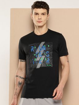 Alcis - Men Black Printed Sports T-Shirt