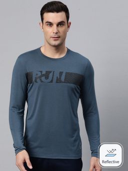 Alcis - Men Blue Grey Reflective Long Sleeve Sports T-Shirt