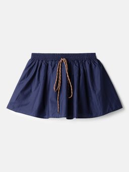 Belliskey - Women Blue Cotton Viscose Blend Above Knee Skirt