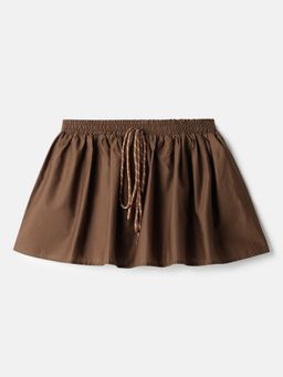 Belliskey - Women Brown Cotton Viscose Blend Above Knee Skirt