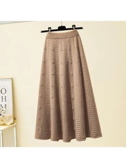 MISS MOSA BY AKANKSHA - Semeah Statement Brown Woolen Pleated Skirt