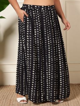 Deebaco - Black Polka Gathered Women Plus Size Skirt