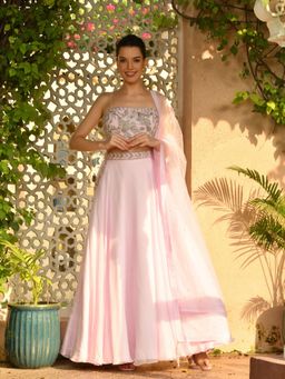 Sunanta Madaan - Pink Colour Indo Western Lehenga with Blouse and Dupatta (Set of 3)