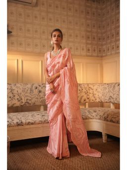 Midushi Bajoria - Pink Tt Heavy Embellished Saree with Stitched Blouse