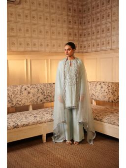 Midushi Bajoria - Green Tt Kurta with Palazzo and Dupatta (Set of 3)