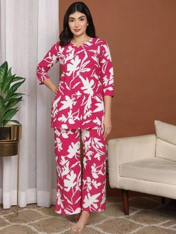 Gahan - Womens Lavender Floral Printed Pure Cotton Co-Ord Set