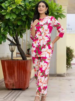 Gahan - Womens Pink Floral Printed Pure Cotton Co-Ord Set