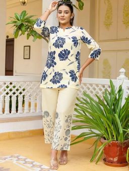 Gahan - Womens Cream Floral Pure Cotton Printed Co-Ord Set