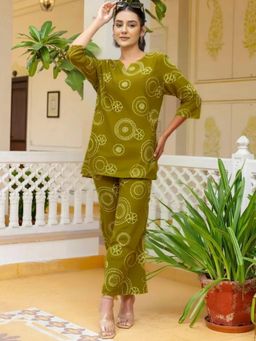 Gahan - Womens Green Pure Cotton Floral Printed Co-Ord Set