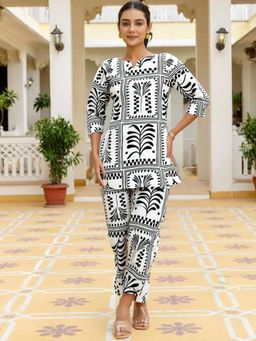 Gahan - Womens White Printed Pure Cotton Co-Ord Set