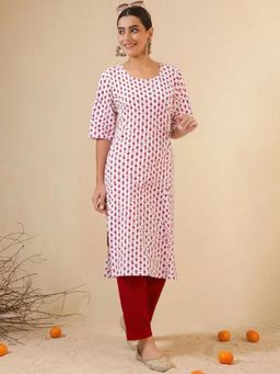 Gahan - Womens White Printed Regular Kurta with Pant
