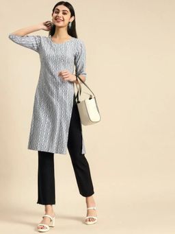 Gahan - Womens Grey Printed Regular Kurta with Pant