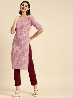 Gahan - Womens Pink Printed Regular Kurta with Pant