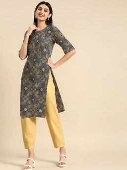 Gahan - Womens Blue Printed Regular Kurta with Pant