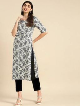Gahan - Womens Grey Floral Printed Regular Kurta with Pant