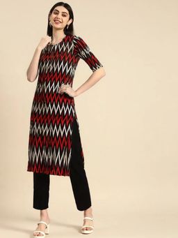 Gahan - Womens Red Printed Regular Kurta with Pant