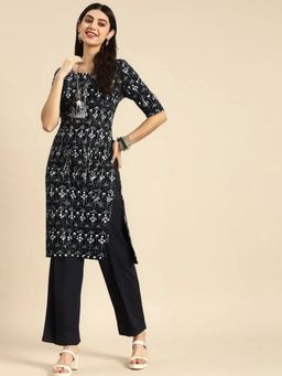 Gahan - Womens Grey Printed Regular Kurta with Pant