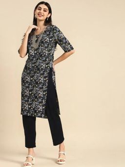 Gahan - Womens Multi-Color Floral Printed Regular Kurta with Pant