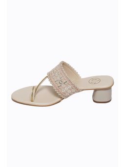 NR by Nidhi Rathi - Cream Embellished Casual Block Sandals