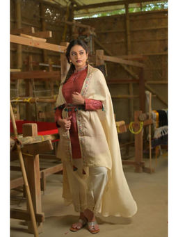 Soniya G - Peach Embridered Kurti with Pant and Dupatta