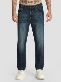 Bene Kleed - Men Mid-Rise Regular Fit Heavy Washed Premium Denim Trouser Navy Blue