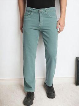 Bene Kleed - Men Mid-Rise Relaxed Fit Pure Cotton Coloured Jeans Teal