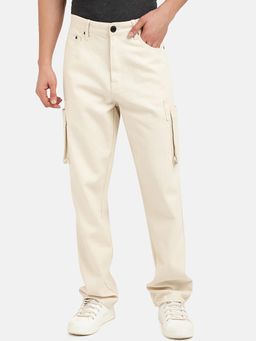 Bene Kleed - Mens Straight Fit Cargo Denim Trouser Cream