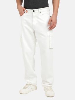 Bene Kleed - Mens Straight Fit Cargo Denim Trouser White