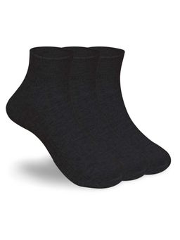 Footprints - Black Anti-Odor Bamboo Ankle Causal Designer Socks (Pack of 3)