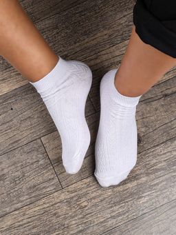 Footprints - White Anti-Odor Bamboo Ankle Causal Designer Socks