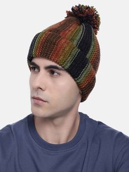 Magic Needles - Multi-Color Woven Knitted Pompom Beanie