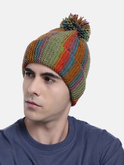 Magic Needles - Multi-Color Woven Knitted Pompom Beanie