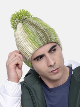 Magic Needles - Green Woven Knitted Pompom Beanie