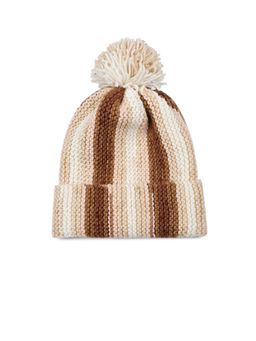 Magic Needles - Brown Woven Knitted Pompom Beanie