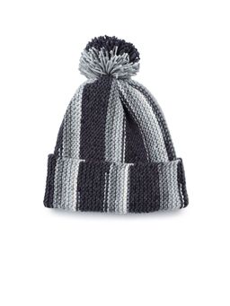 Magic Needles - Grey Woven Knitted Pompom Beanie