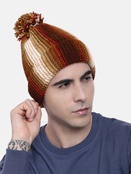Magic Needles - Multi-Color Woven Knitted Stylish Pompom Beanie