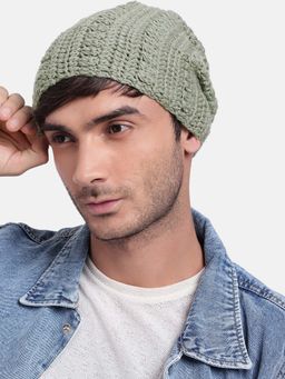 Magic Needles - Green Handmade Woven Crochet Beanie