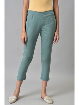 W - Blue Solid Slim Pants
