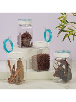 HomeTown - Flexo BPA Free Easy Lock Square Container 500ml Set of 4 in Transparent Colour