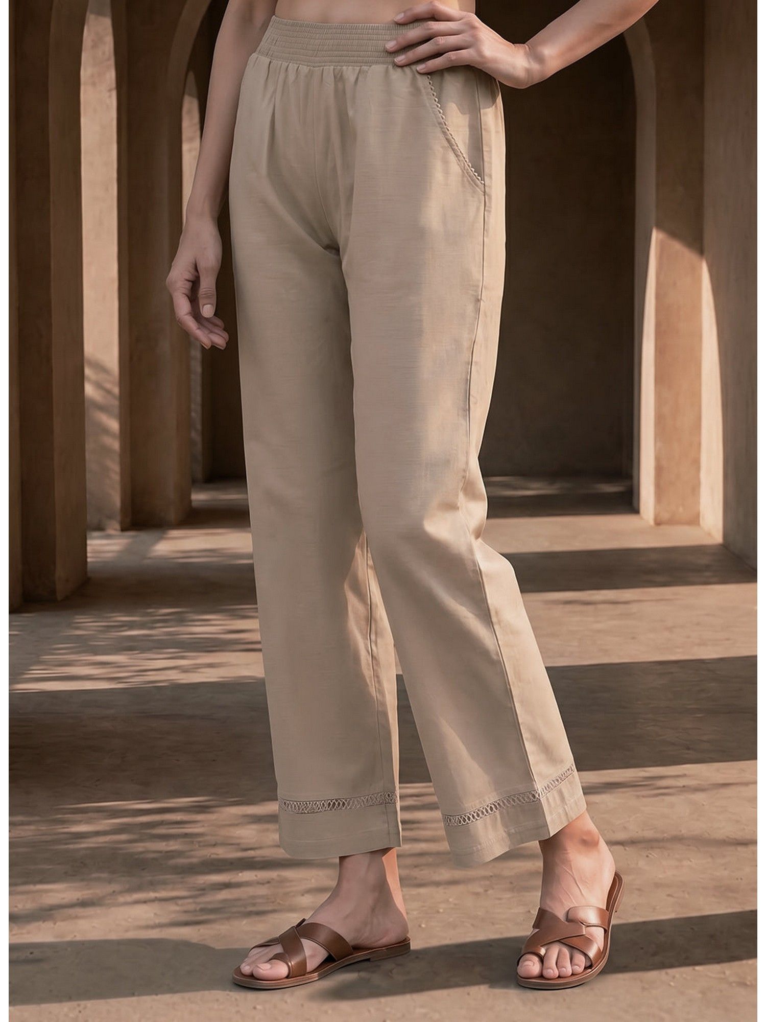lakshita Women Beige Linen Blend Daily Wear Palazzos-picture-38