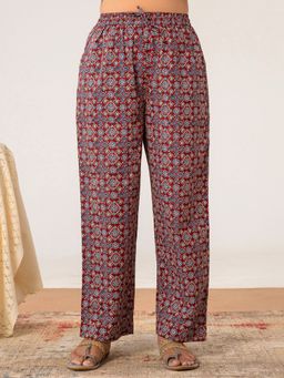 ARAMYA - Women Maroon Soft Cotton Ajrakh Pant