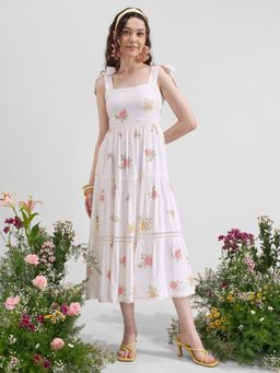 VISHUDH - White Blended Floral Dress